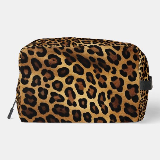 Crème Goud Bruin Zwart Luipaard Dierenprint Toilettasje (Achterkant)