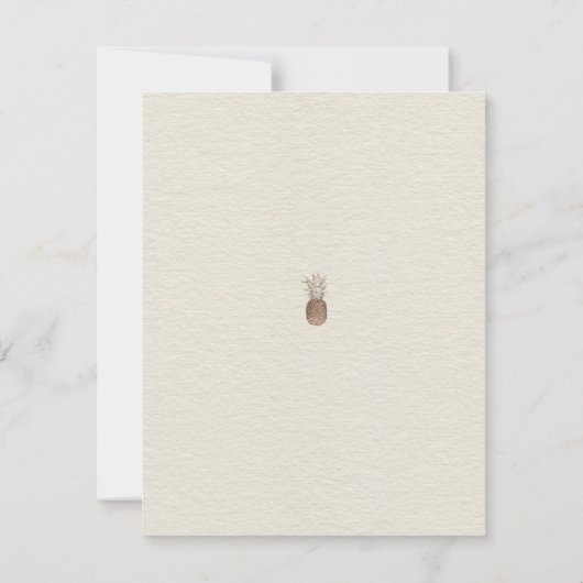 Crème Goud Bruine Ananas Minimalistische Trouw-RSV Kaart (Achterkant)
