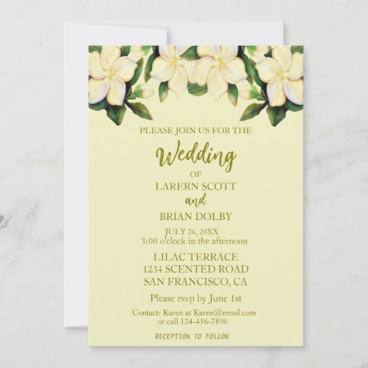 Crème & Goud Calla Lelies Greenery Wedding Kaart (Voorkant)