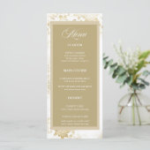 Crème & Goud Elegant Bloemen Trouwmenu Menu (Staand voorkant)