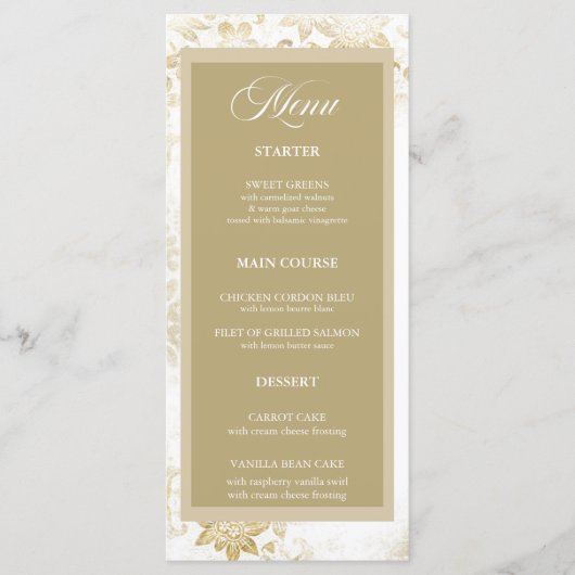 Crème & Goud Elegant Bloemen Trouwmenu Menu (Voorkant)