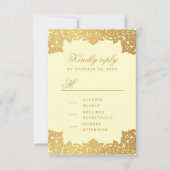  Crème Goud Elegante Kalligrafie Trouwen RSVP Kaartje (Voorkant)