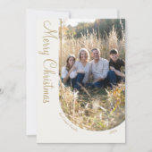 Crème Goud Elegante Minimalistische Kerstfotoboog Feestdagenkaart (Voorkant)