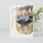 Crème Goud Elegante Minimalistische Kerstfotoboog Feestdagenkaart (Staand voorkant)