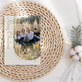 Crème Goud Elegante Minimalistische Kerstfotoboog Feestdagenkaart