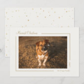 Crème Goud Elegante Minimalistische Kerstmis Horiz Feestdagenkaart (Voorkant / Achterkant)