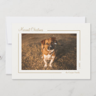 Crème Goud Elegante Minimalistische Kerstmis Horiz Feestdagenkaart