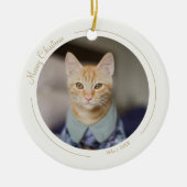 Crème Goud Elegante Minimalistische Kerstmis Pet F Keramisch Ornament (Voorkant)