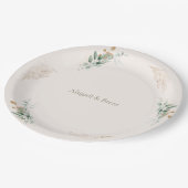 Crème & Goud Gepersonaliseerde Bladerbruiloft Papieren Bordje (Gekanteld)