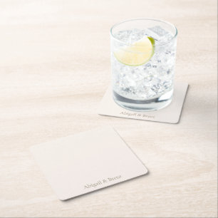 Crème & Goud Gepersonaliseerde Eenvoudige Huwelijk Kartonnen Onderzetters