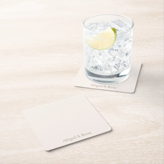 Crème & Goud Gepersonaliseerde Eenvoudige Huwelijk Kartonnen Onderzetters (Insitu)