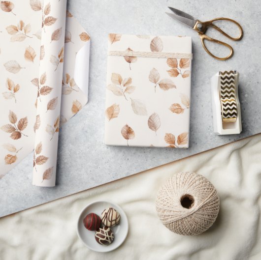Crème Goud Herfstbladeren Cadeaupapier (Crafts)