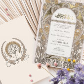 Crème & Goud Islamitisch Huwelijk Folie Uitnodiging