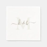 Crème & Goud Monogram Swash Script Witte Cocktail