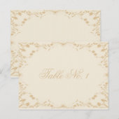 Crème Goud  Pinstripe Bloemen Tafelnummer (Voorkant / Achterkant)