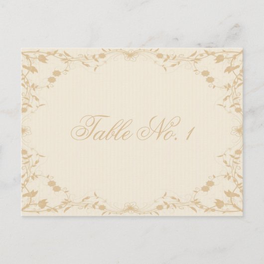 Crème Goud  Pinstripe Bloemen Tafelnummer (Voorkant)
