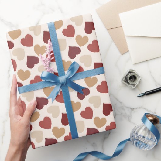 Crème Goud Rode Harten Liefde Cadeaupapier (Geschenken)
