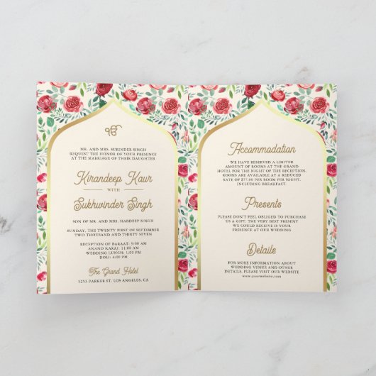 Crème Goud Rode Rozen Alles In Een Sikh Bruiloft (Binnen)