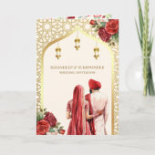 Crème Goud Rode Rozen Alles in Eén Sikh Huwelijk (Voorkant)