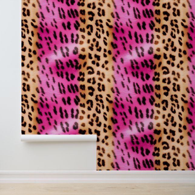 Crème Goud Roze Leopard Behang (Applicatie)