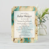 Crème Goud Turquoise Koeienhuid Dier Kaart (Staand voorkant)