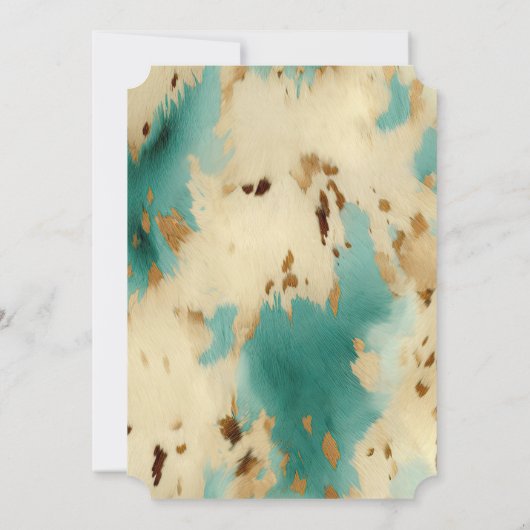 Crème Goud Turquoise Koeienhuid Dier Kaart (Achterkant)