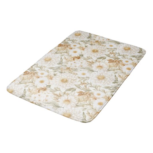 Crème Goud Wit Landelijke Bloemen Badmat (Gekanteld)