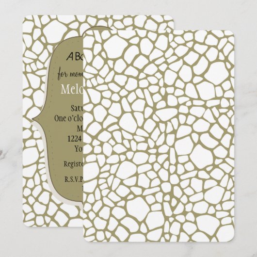 Crème Goud Witte Giraffe Print Baby shower Kaart (Voorkant / Achterkant)