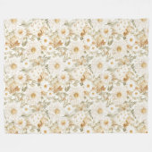 Crème Goud Witte Landbloemen Fleece Deken (Voorkant (Horizontaal))