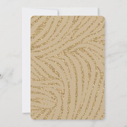 Crème Goud Zebraprint Nep Glitter 21e Verjaardag Kaart (Achterkant)