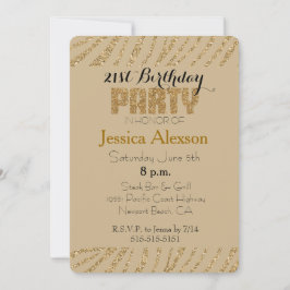Crème Goud Zebraprint Nep Glitters 21e Verjaardag Kaart