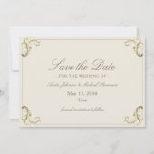 Crème Gouden Barokke Bruiloft Save The Date (Voorkant)