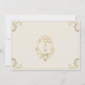 Crème Gouden Barokke Bruiloft Save The Date (Achterkant)