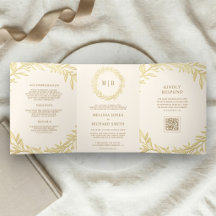 Crème Gouden Blad Tak QR Code Trouwen