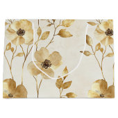 Crème Gouden Bloem Bruiloft Groot Cadeauzakje (Voorkant)