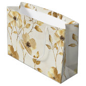 Crème Gouden Bloem Bruiloft Groot Cadeauzakje (Achterkant Gekanteld)