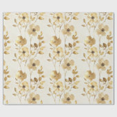 Crème Gouden Bloemen Trouwen Cadeaupapier (Vlak)