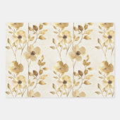 Crème Gouden Bloemen Trouwen Inpakpapier Vel (Voorkant)