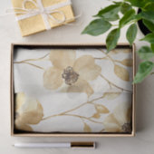 Crème Gouden Bloemen Trouwen Tissuepapier (Geschenk)