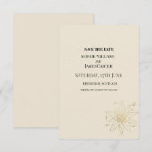 Crème Gouden Bloemige Bruiloft Save The Date (Voorkant / Achterkant)