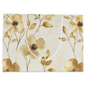 Crème Gouden Bloemige Trouw Groot Cadeauzakje (Achterkant)