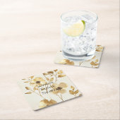 Crème Gouden Bloemige Trouw Kartonnen Onderzetters (Insitu)