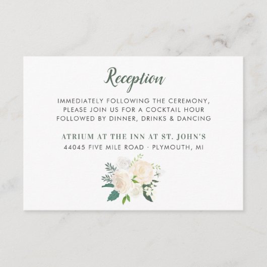 Crème Gouden Bloemrijke Bruiloftsreceptie Informatiekaartje (Voorkant)