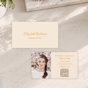 Crème gouden foto qr-code visitekaartje