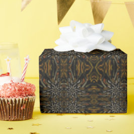 Crème Gouden Geeltinten Geharkt Patroon Op Zwart Cadeaupapier