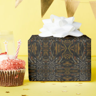 Crème Gouden Geeltinten Geharkt Patroon Op Zwart Cadeaupapier
