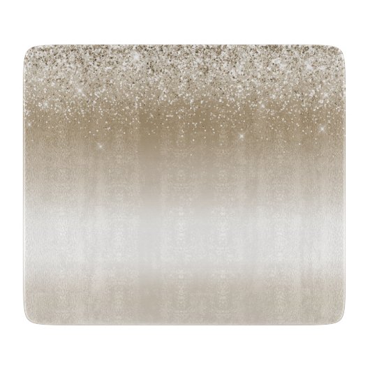 Crème Gouden Glans Glitter Bruidsmeisjesfeest Snijplank (Voorkant)