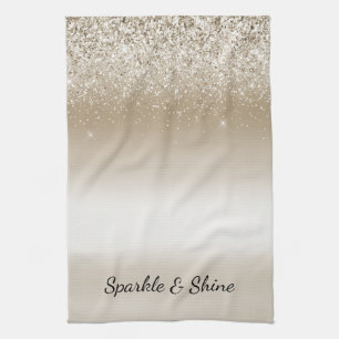Crème Gouden Glans Glitter Bruiloftsshower Theedoek