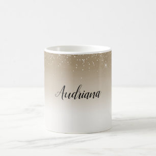 Crème Gouden Glanzende Glitter Bruidsdouche Koffiemok