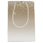 Crème Gouden Glanzende Glitter Bruiloft Feest Medium Cadeauzakje (Voorkant)